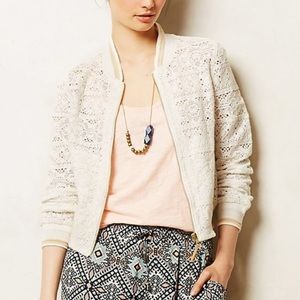 Anthropologie Hei Hei Cleo lace eyelet bomber jacket